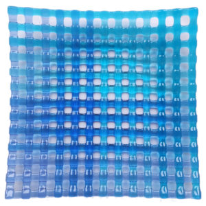 Blue grid decorative glass bowl